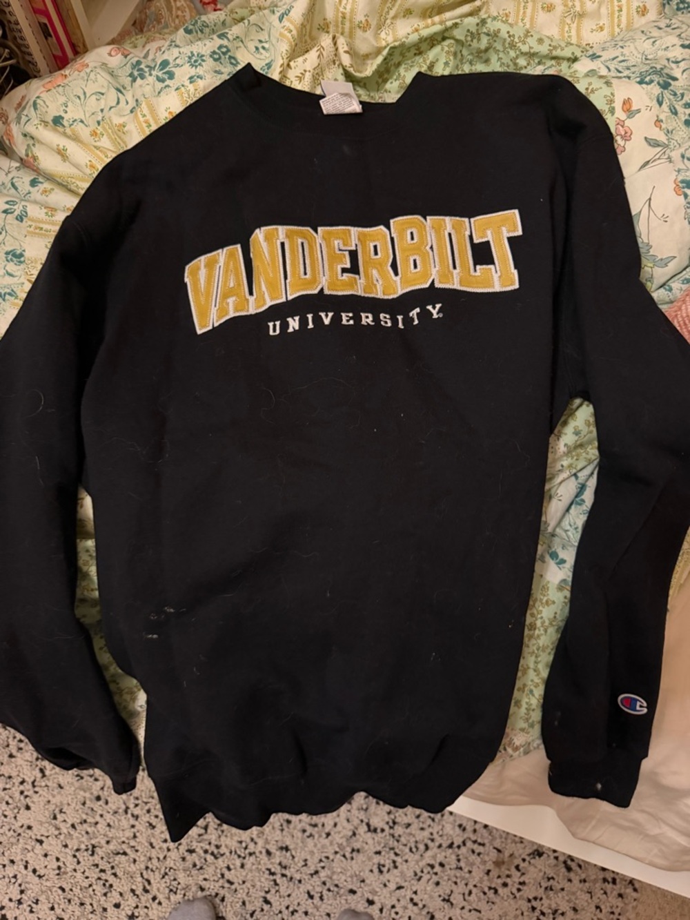 Vanderbilt University Black Crewneck Sweatshirt with Gold Logo